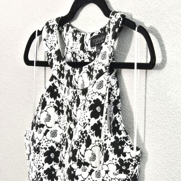 Topshop Mini Dress Coquette Mod Revival Black White Floral Cutout Summer Size 4 - Picture 5 of 13